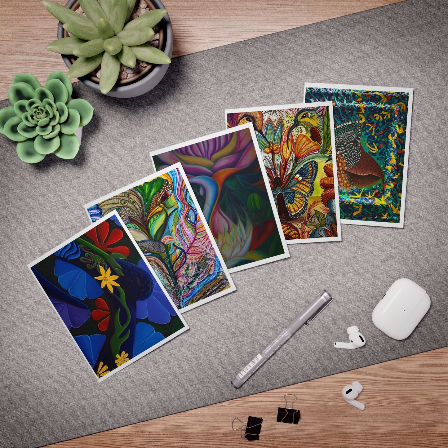 Boricreates Vibrant Eco-feminism Greeting Cards – 5-Pack Assorted Note Cards