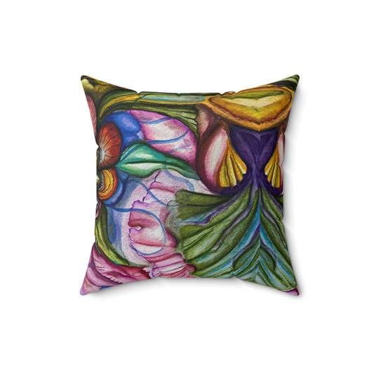 "Flores y Colores" Spun Polyester Square Pillow