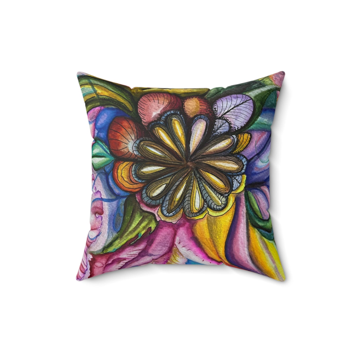 "Flores y Colores" Spun Polyester Square Pillow