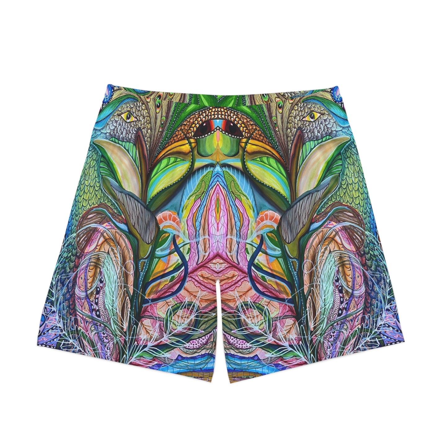 "Agua Fresca" Men's Elastic Beach Shorts (AOP)