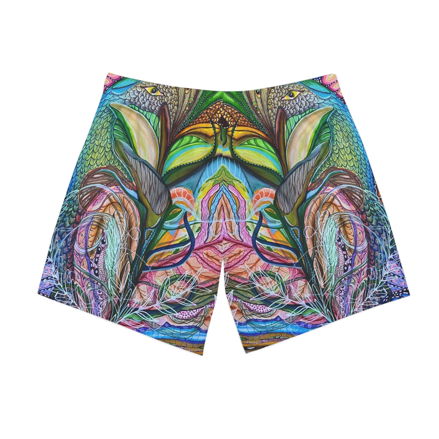 "Agua Fresca" Men's Elastic Beach Shorts (AOP)