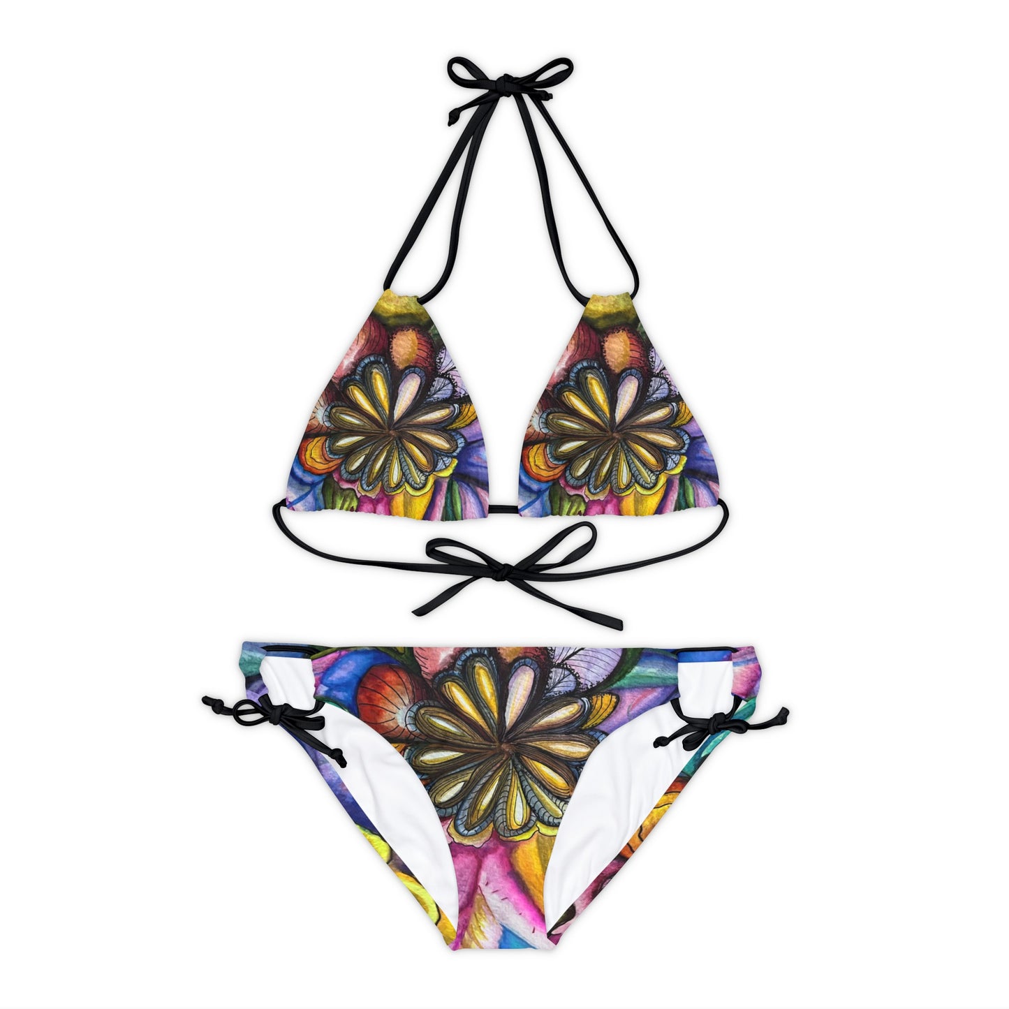 ""Flores y Colores" Strappy Bikini Set (AOP)