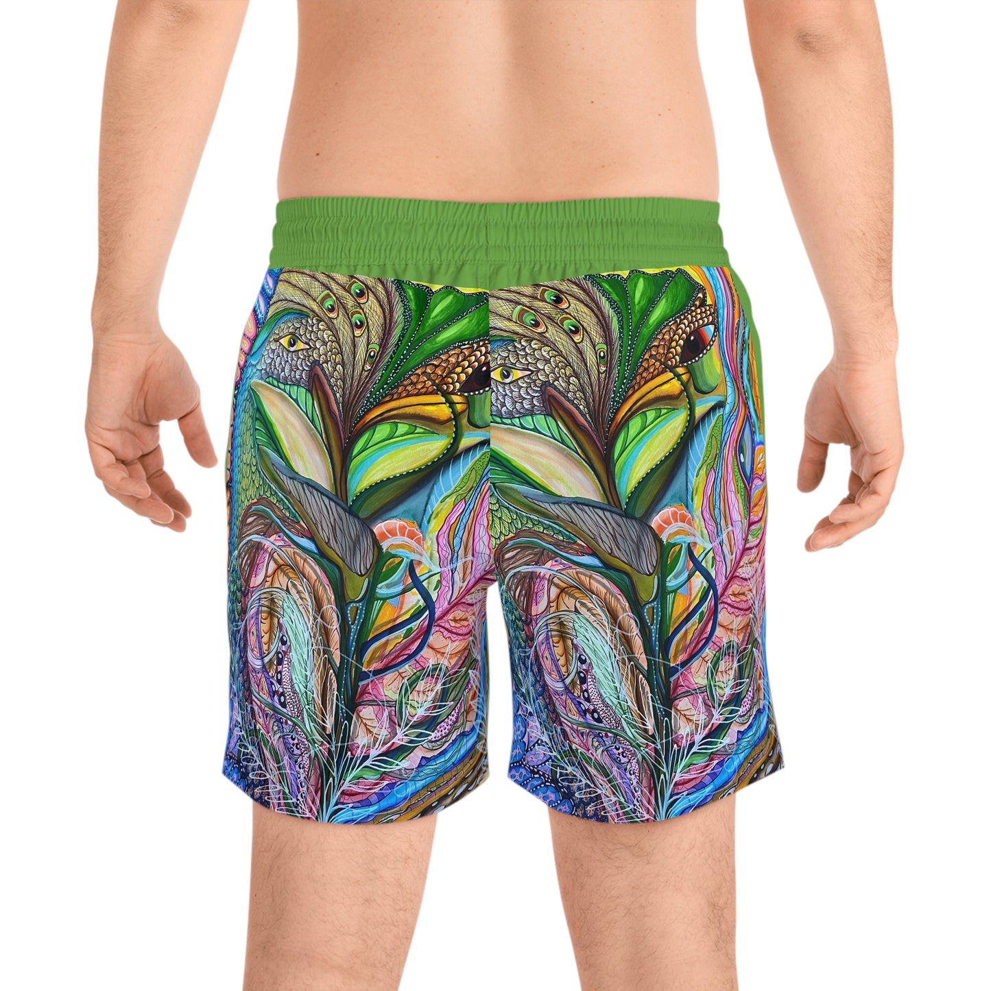 "Agua Fresca" Men's Mid-Length Swim Shorts (AOP)