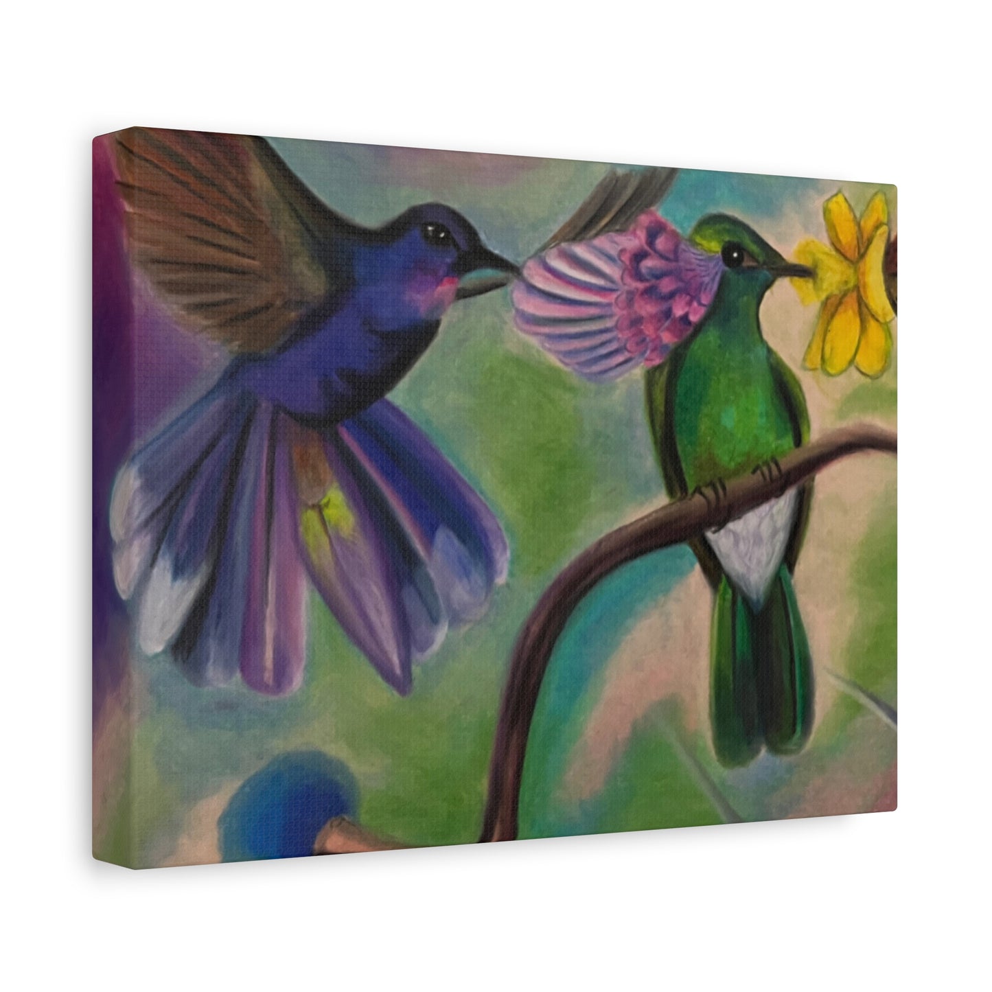 "soft whisper" Hummingbird Floral Matte Canvas Wall Art — Stretched 1.25"