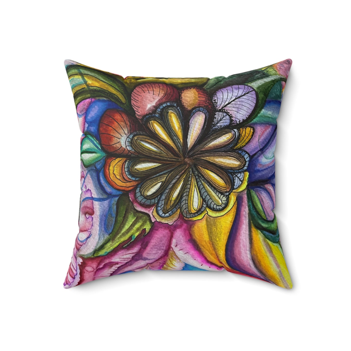 "Flores y Colores" Spun Polyester Square Pillow