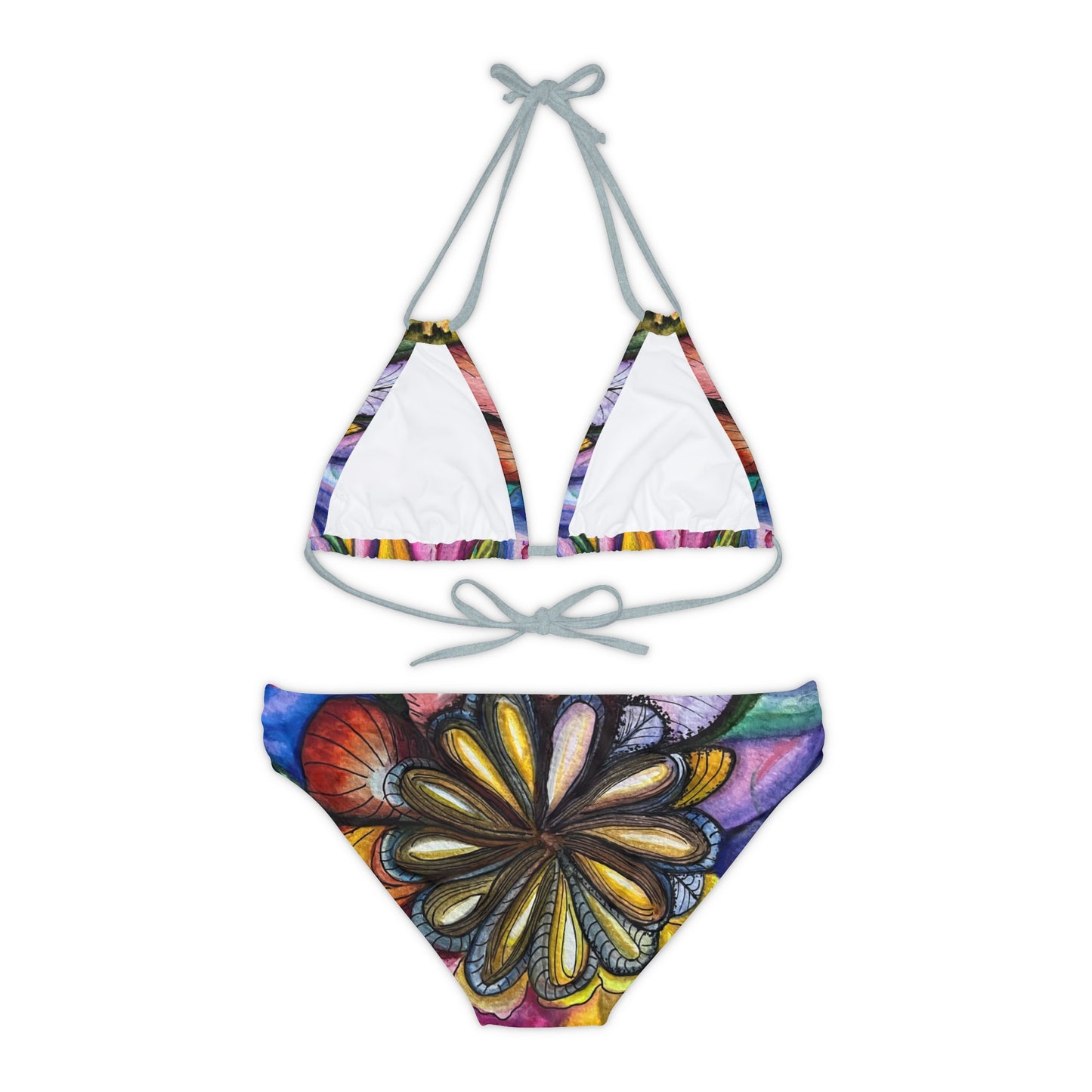 ""Flores y Colores" Strappy Bikini Set (AOP)