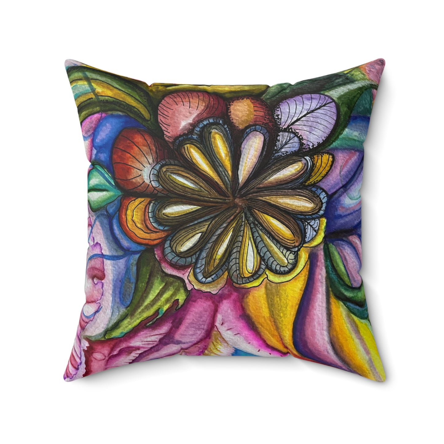 "Flores y Colores" Spun Polyester Square Pillow