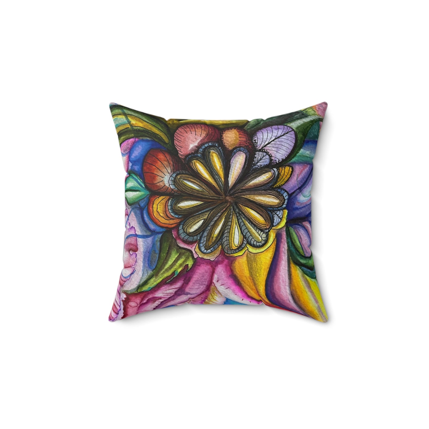 "Flores y Colores" Spun Polyester Square Pillow