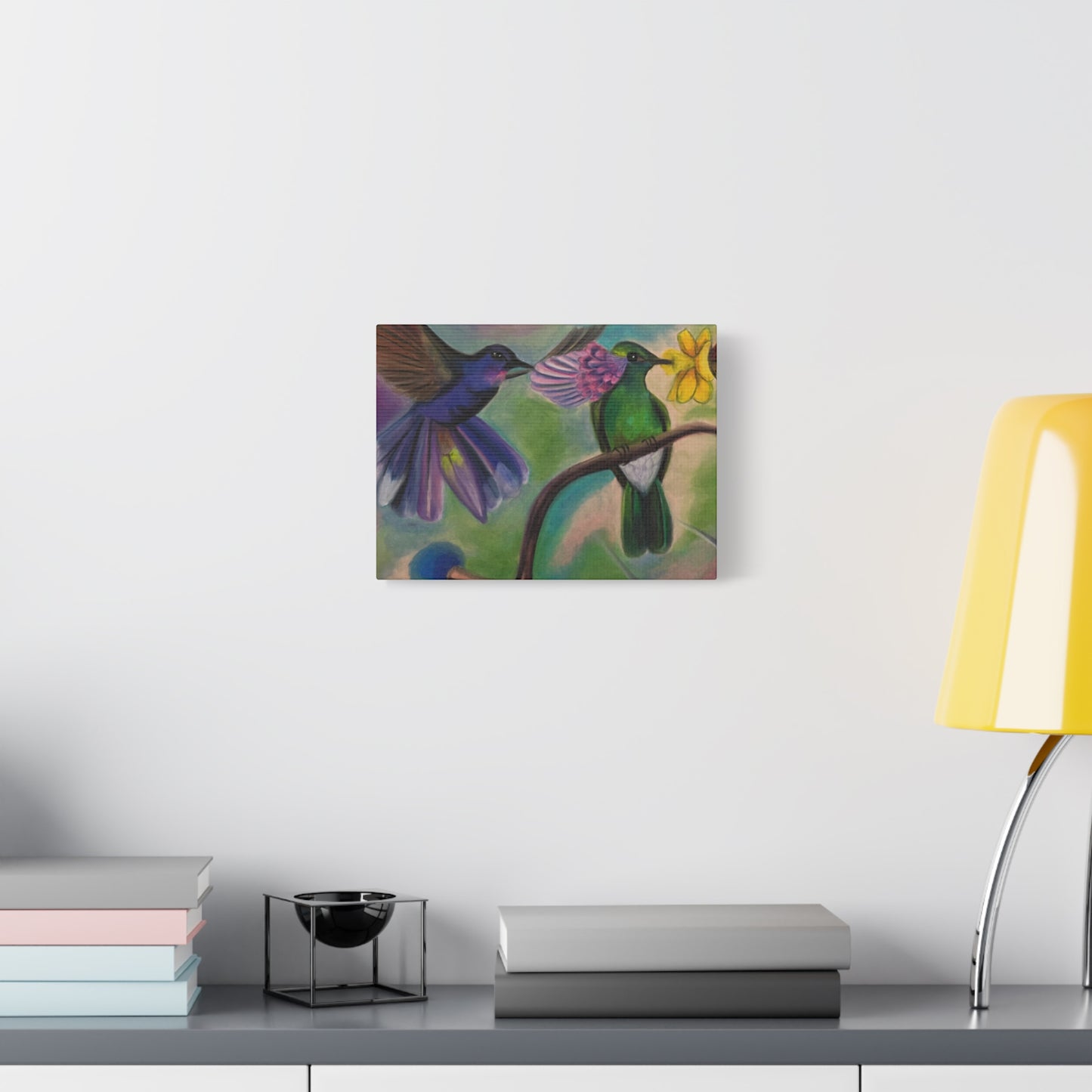 "soft whisper" Hummingbird Floral Matte Canvas Wall Art — Stretched 1.25"