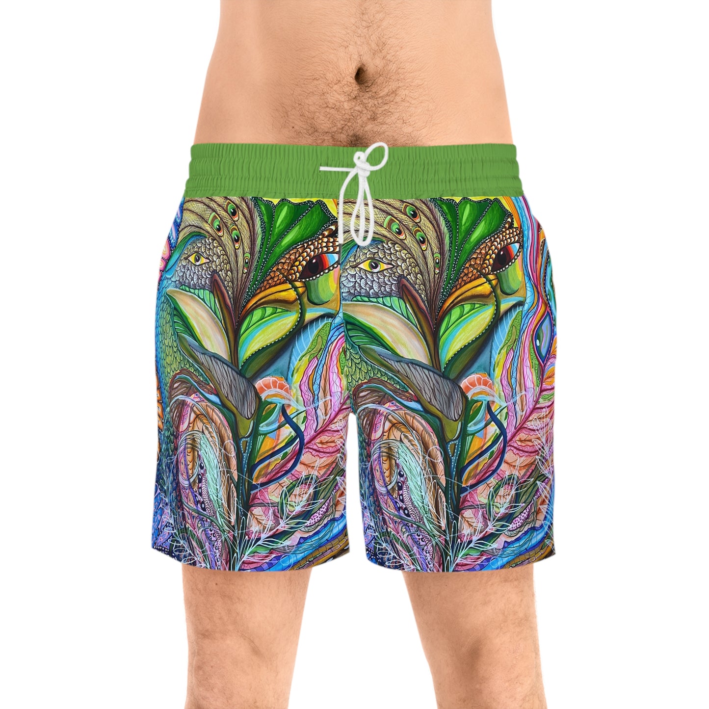 "Agua Fresca" Men's Mid-Length Swim Shorts (AOP)