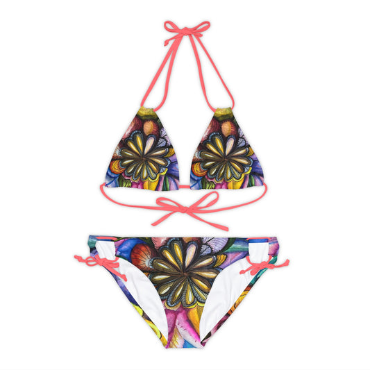 ""Flores y Colores" Strappy Bikini Set (AOP)