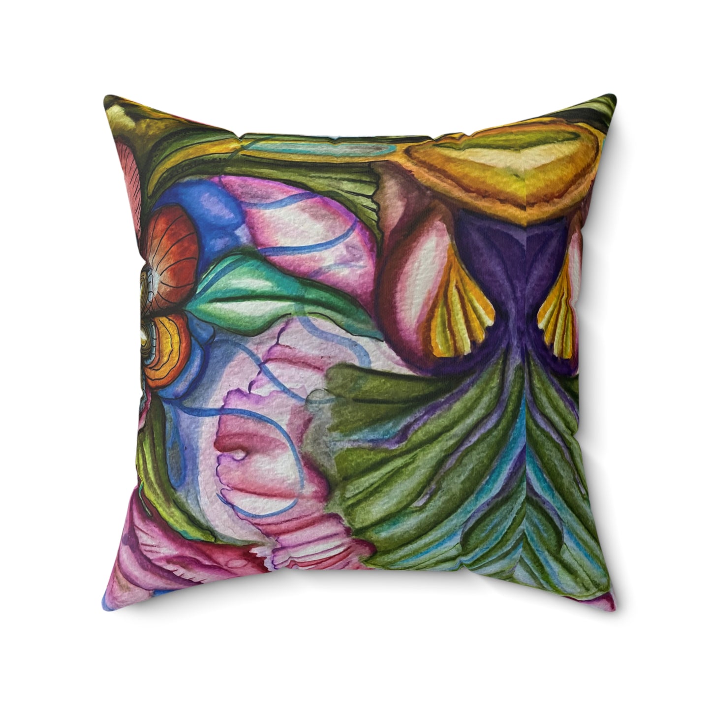 "Flores y Colores" Spun Polyester Square Pillow