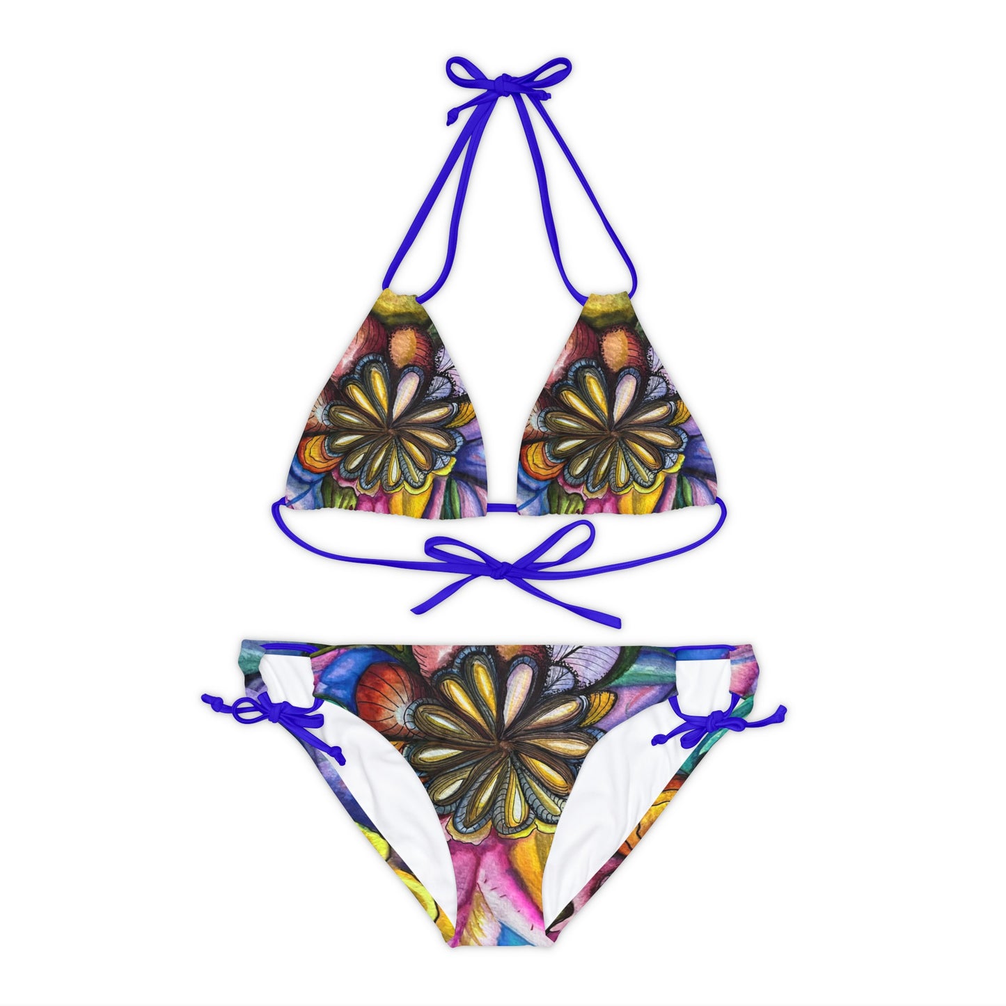 ""Flores y Colores" Strappy Bikini Set (AOP)