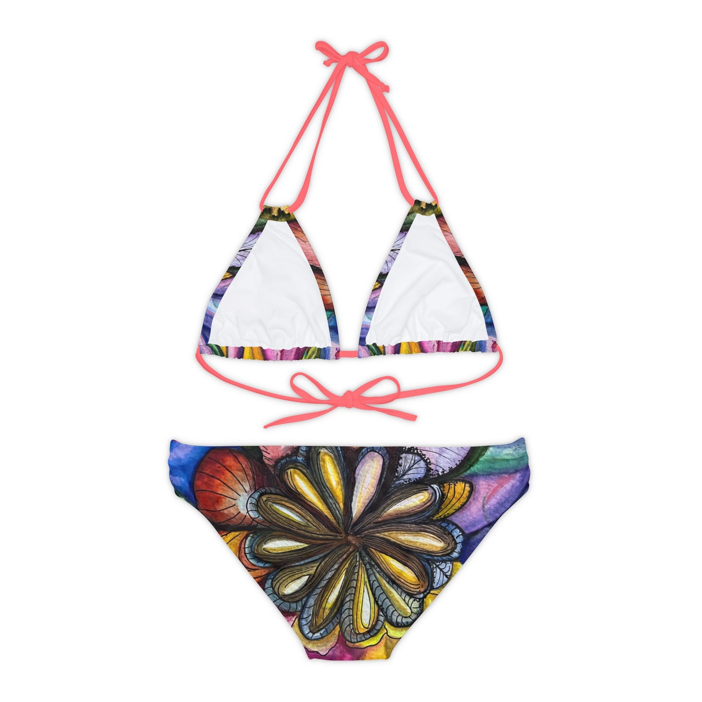 ""Flores y Colores" Strappy Bikini Set (AOP)